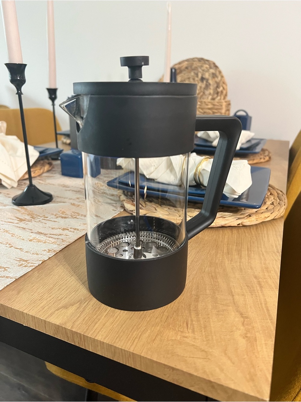 Matte Black French Press Coffee Maker - Modern Home Brewer